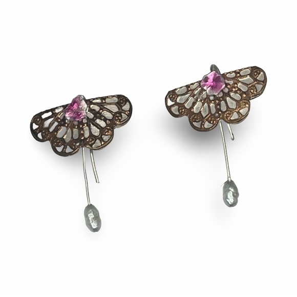 Vintage Artisan Metal Art “Conga Line” Necklace and Earrings Set - Picture 3 of 12